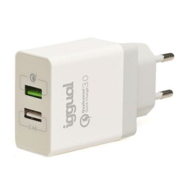 iggual Cargador doble 2xUSB carga rapida QC3.0 30W
