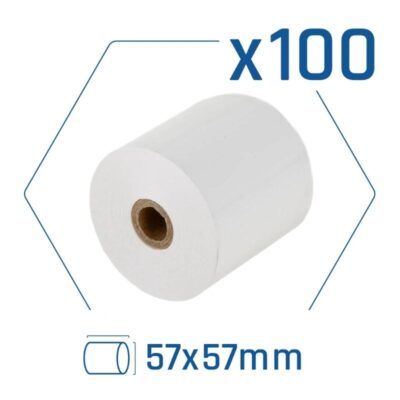 Pack 100 rollos papel tErmico sin BPA 57X57mm