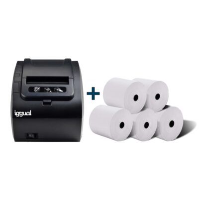 iggual Kit impresora tErmica TP8002 + 5 rollos